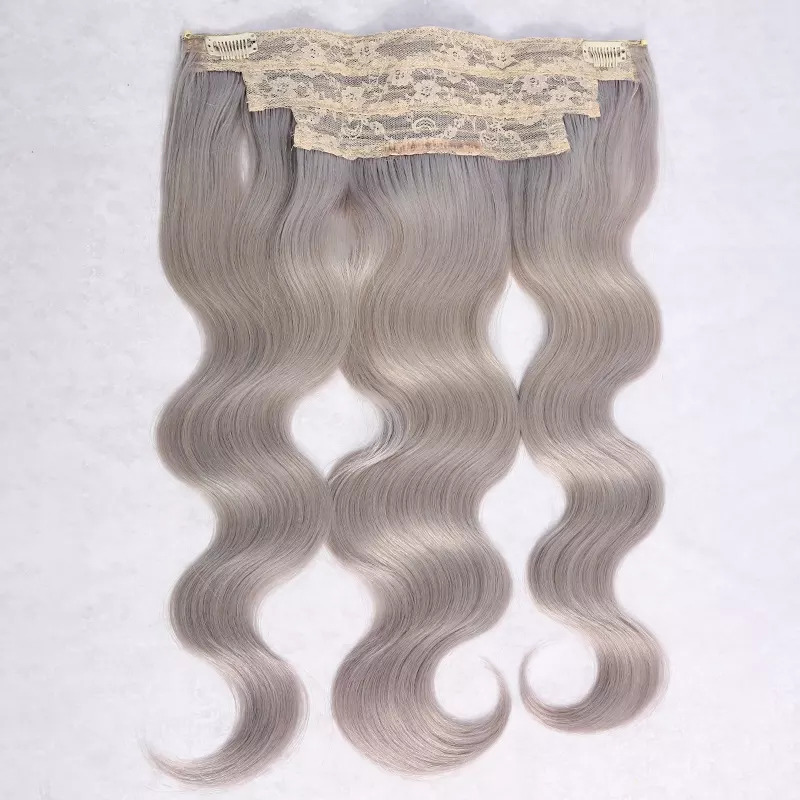 Customized Best Quality Wave Grey Halo Virgin Remy Hair Extensions Clip In Extension